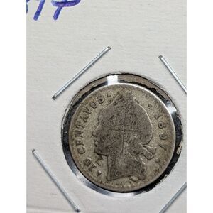 1897 Dominican 10 Centavos – 35% Silver, Bust Design
